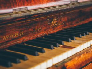 An aging piano keyboard 
