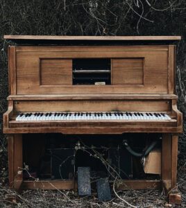Old upright player piano
